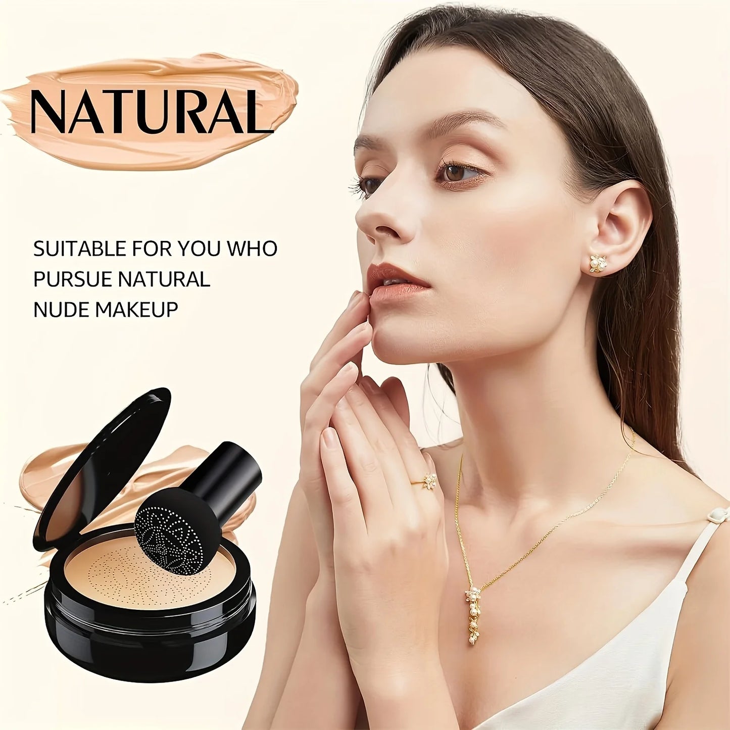 Air Cushion CC Cream Mushroom Head Foundation, Moisturizing BB Cream Makeup Long Lasting Matte Concealer